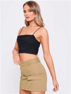 Saint Genies Taupe Sybil Cargo Skirt -Cheap Drape Dresses Store 29221 2