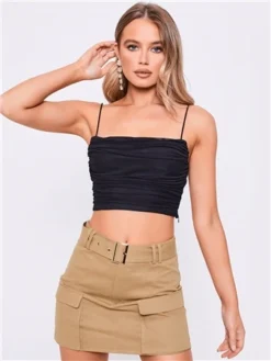 Saint Genies Taupe Sybil Cargo Skirt