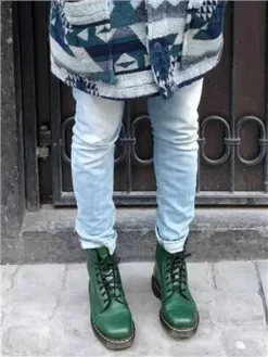 Dr. Martens Dr Martens Green 1460 Smooth Leather Lace Up Boots -Cheap Drape Dresses Store 29232 3