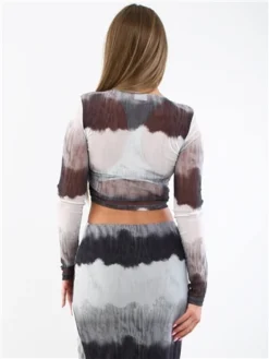 Noisy May High Rise / Grey Marbel L/S Top String Detail Top -Cheap Drape Dresses Store 29243 3