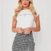 Saint Genies Black / White Houndstooth Tweed Skirt
