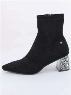 Zanni Black Diamante Heel Boot -Cheap Drape Dresses Store 29272 2