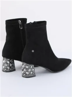 Zanni Black Diamante Heel Boot -Cheap Drape Dresses Store 29272 3