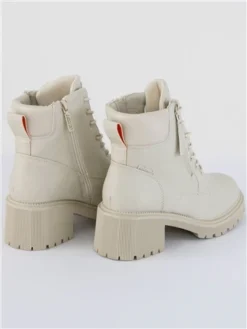 Refresh Cream Lace Zip Ankle Chunky Boot -Cheap Drape Dresses Store 29279 3