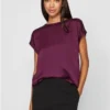 Vila Winter Bloom Ellette Satin Look Short Sleeved Top
