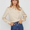 Vila Cement Ellette Long Sleeved Satin Shirt