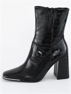 No Doubt Black Patent Croc Ankle Boot -Cheap Drape Dresses Store 29340 2