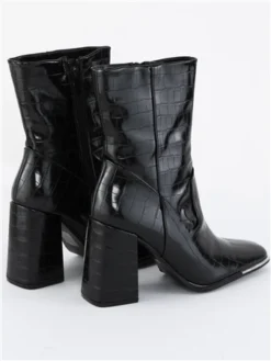 No Doubt Black Patent Croc Ankle Boot -Cheap Drape Dresses Store 29340 3