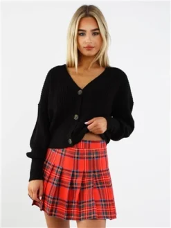 Saint Genies Red Tartan Pleated Skort