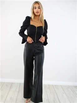 The Frolic Black Long Sleeve Corset Top -Cheap Drape Dresses Store 29390 2