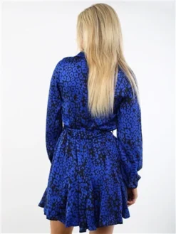 Ax Paris Blue Leopard Shirt Dress -Cheap Drape Dresses Store 29392 3