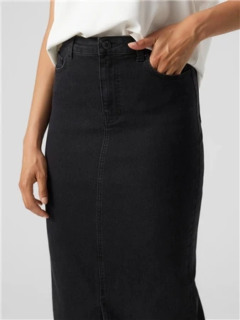 Veromoda Black Denim Lina Denim Skirt 2 Veromoda Black Denim Lina Denim Skirt - Image 2