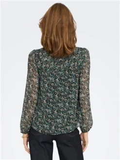 Only Green / Balsam Green Ditsy Patterned Blouse -Cheap Drape Dresses Store 29447 3