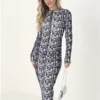Brave Soul Abstract Print Jersey Mesh Long Sleeve Maxi