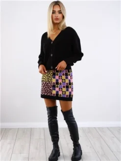 Glamorous Retro Black Intarsia Knit Mini Skirt -Cheap Drape Dresses Store 29481 2