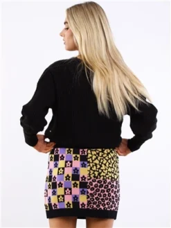 Glamorous Retro Black Intarsia Knit Mini Skirt -Cheap Drape Dresses Store 29481 3