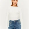 Tally Weijl White Basic Long Sleeve Bodysuit