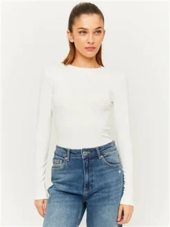 Tally Weijl White Basic Long Sleeve Bodysuit