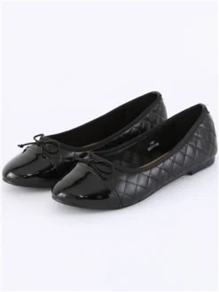 Krush Black Quilted Flat Shoe
