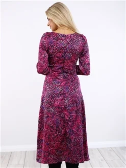 Girl In Mind Purple Pattern Denver Square Neck Midi Dress -Cheap Drape Dresses Store 29532 3