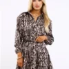 Saint Genies Leopard Print Shirt Dress