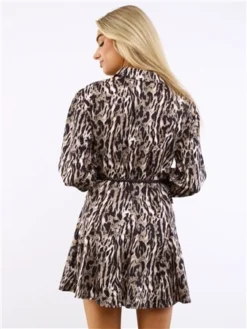Saint Genies Leopard Print Shirt Dress -Cheap Drape Dresses Store 29542 3