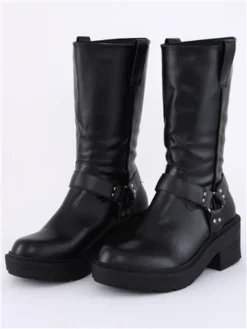 No Doubt Black Chunky Biker Boot