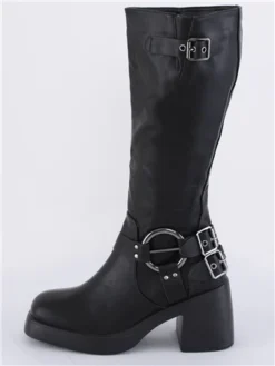 No Doubt Black Chunky Biker Calf Boot 6 No Doubt Black Chunky Biker Calf Boot -Cheap Drape Dresses Store 29578 2