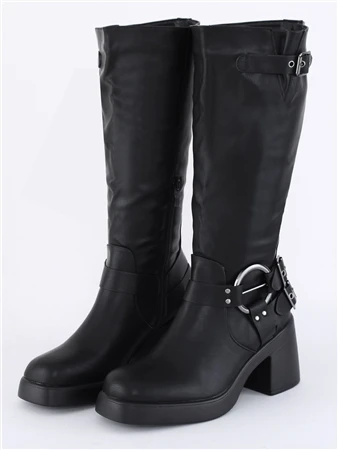 No Doubt Black Chunky Biker Calf Boot 1 No Doubt Black Chunky Biker Calf Boot