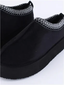 Truffle Black Faux Suede Platform Slipper -Cheap Drape Dresses Store 29606 2