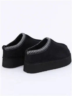 Truffle Black Faux Suede Platform Slipper -Cheap Drape Dresses Store 29606 3