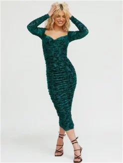 The Frolic Emerald Monroe Mesh Midi Dress 6 The Frolic Emerald Monroe Mesh Midi Dress -Cheap Drape Dresses Store 29618 2