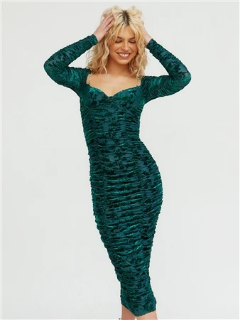 The Frolic Emerald Monroe Mesh Midi Dress 1 The Frolic Emerald Monroe Mesh Midi Dress