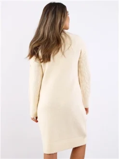 Dv8 Cream Cable Knit Jumper Dress -Cheap Drape Dresses Store 29711 3