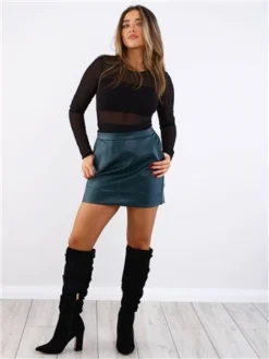 Veromoda Green / Ponderosa Pine Ida Short Coated Skirt 6 Veromoda Green / Ponderosa Pine Ida Short Coated Skirt -Cheap Drape Dresses Store 29717 2